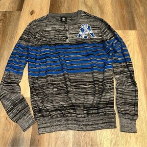 Men's Gray New England Patriots Retro Marled Knit Long Sleeve Henley Sweater L